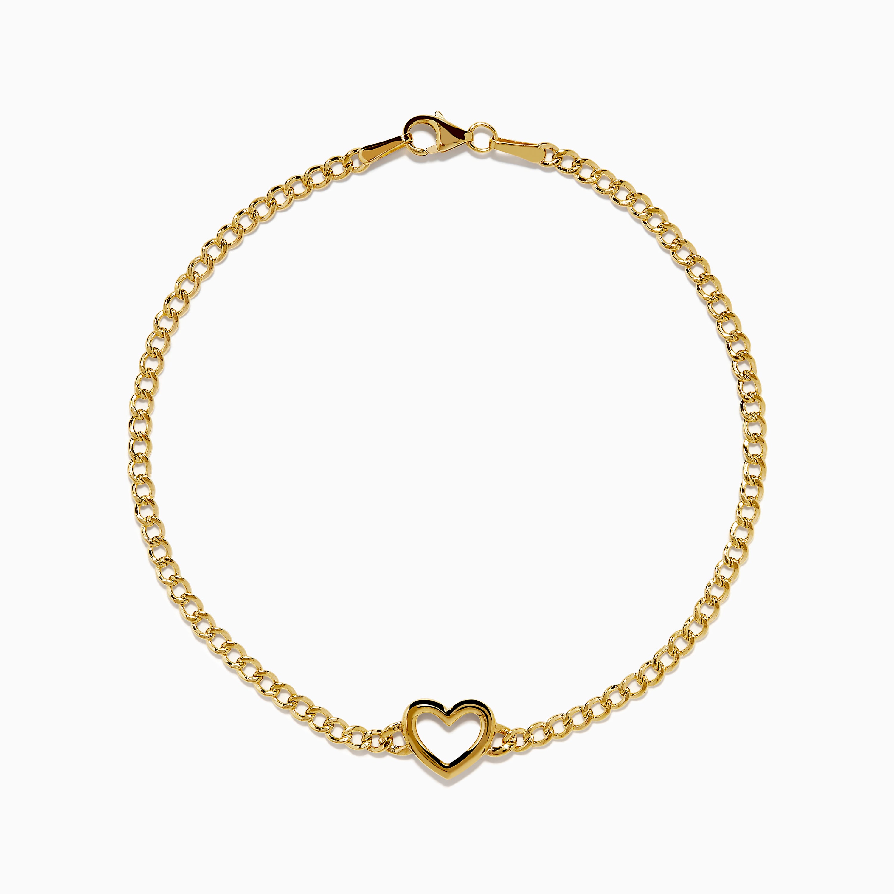 14K Yellow Gold Heart Curb Chain Bracelet – effyjewelry.com
