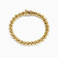 A 14K yellow gold San Marco chain bracelet, 7.5 long, features large twisted oval links and a secure clasp, displayed in a circular shape on a white background. Matching necklace available.