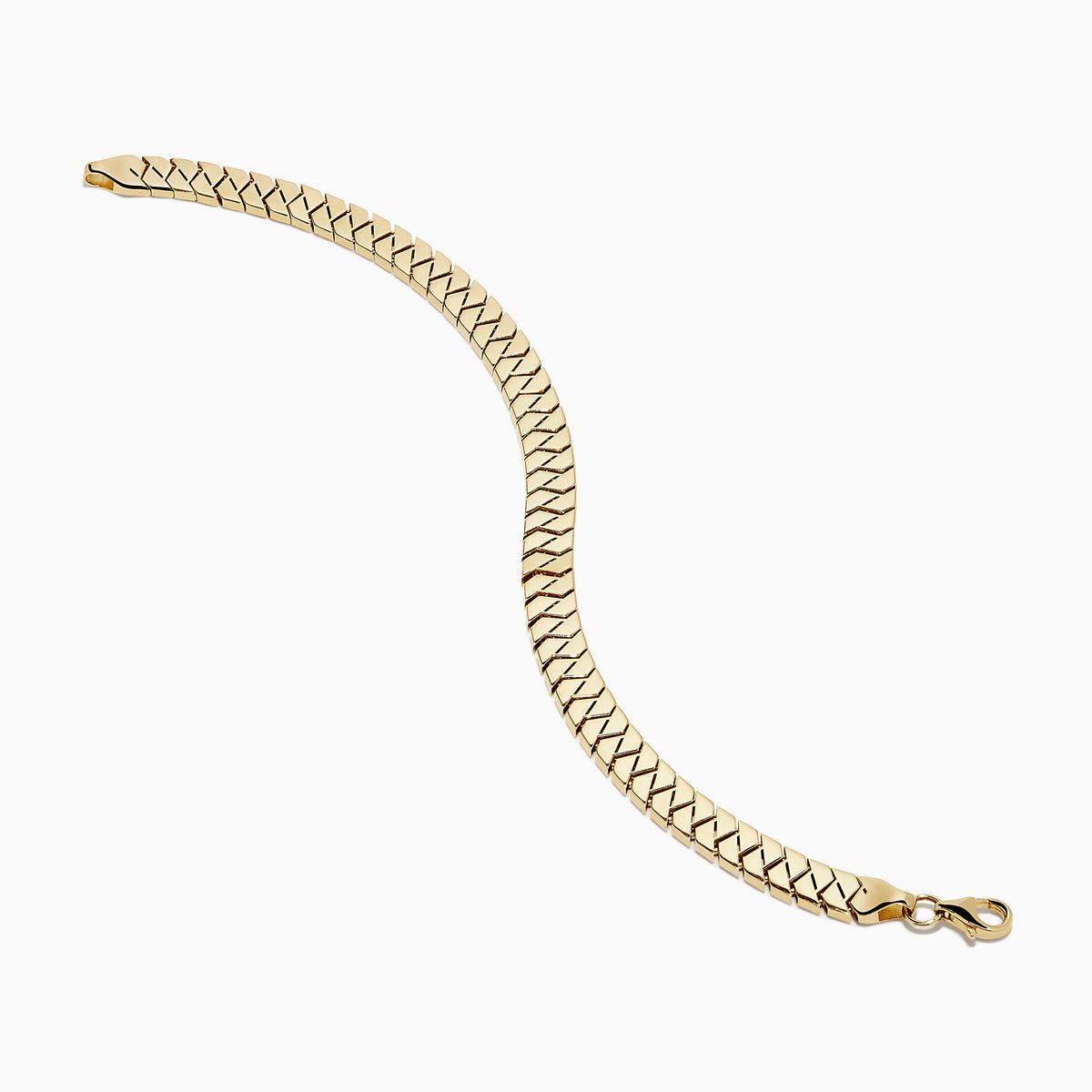 The 14K Yellow Gold Bypass Stampato Bracelet features a gold-toned, flat design with a box clasp, shown against a white background.