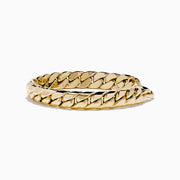 The 14K Yellow Gold Hollow Curb Chain Bracelet 7.5 features a chunky, twisted curb chain design and is displayed on a white background.
