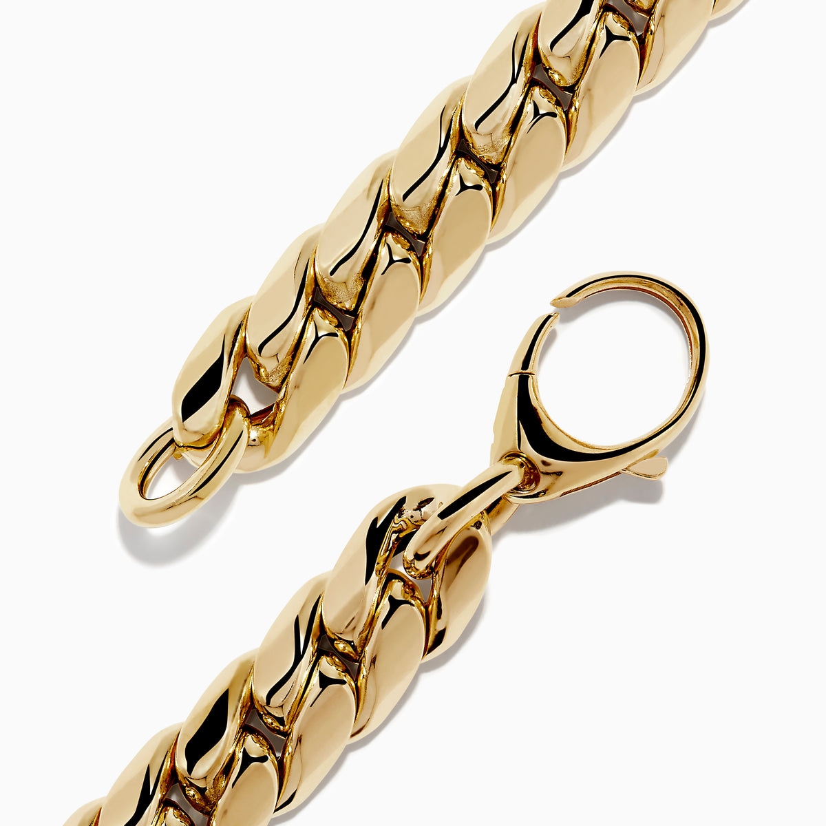 The 14K Yellow Gold Hollow Curb Chain Bracelet 7.5 features a chunky, twisted curb chain design and is displayed on a white background.