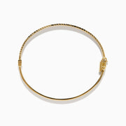 The 14K Yellow Gold Hollow Hinge Bracelet features a polished finish with subtle textured detailing along the edge, shown on a white background.