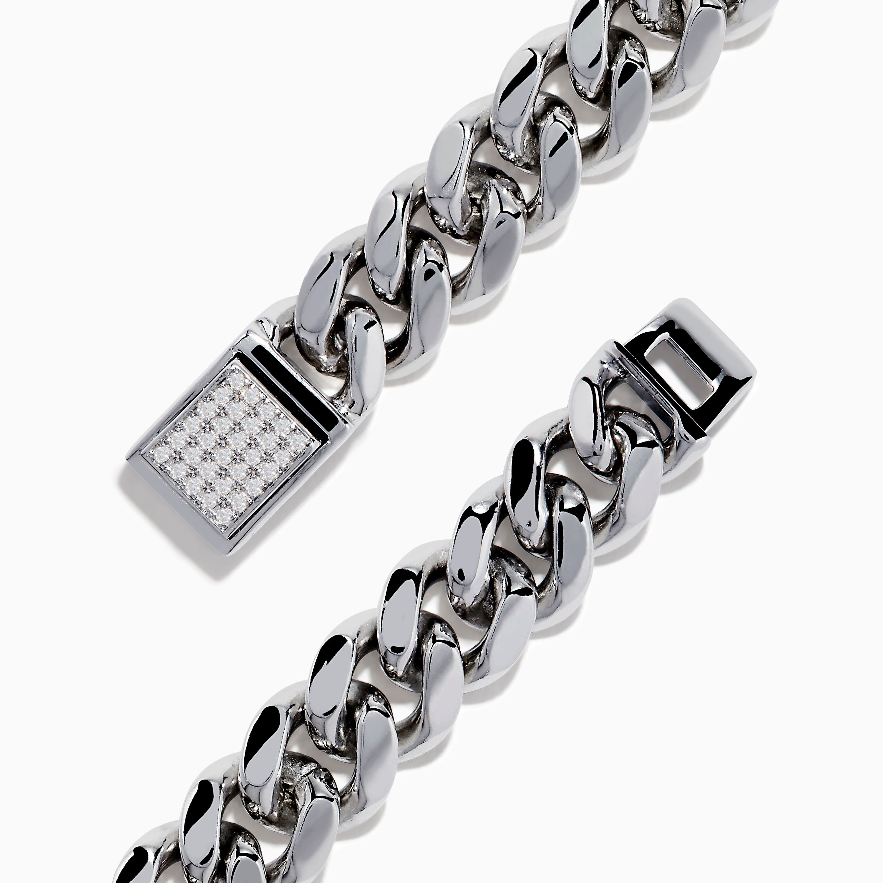 Men's 925 Sterling Silver Diamond Chain Bracelet