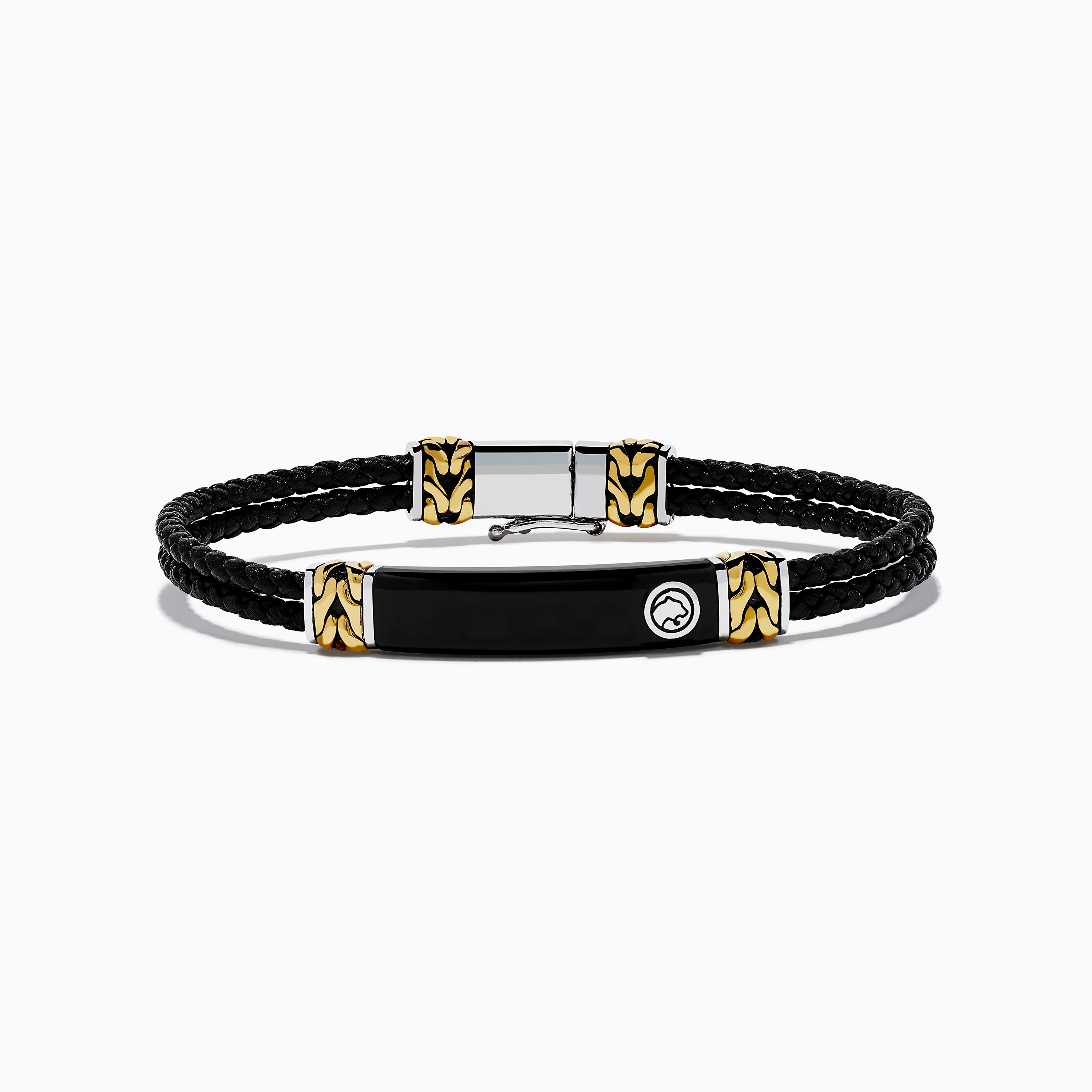Men's 925 Sterling Silver and Leather Onyx Bracelet – effyjewelry.com