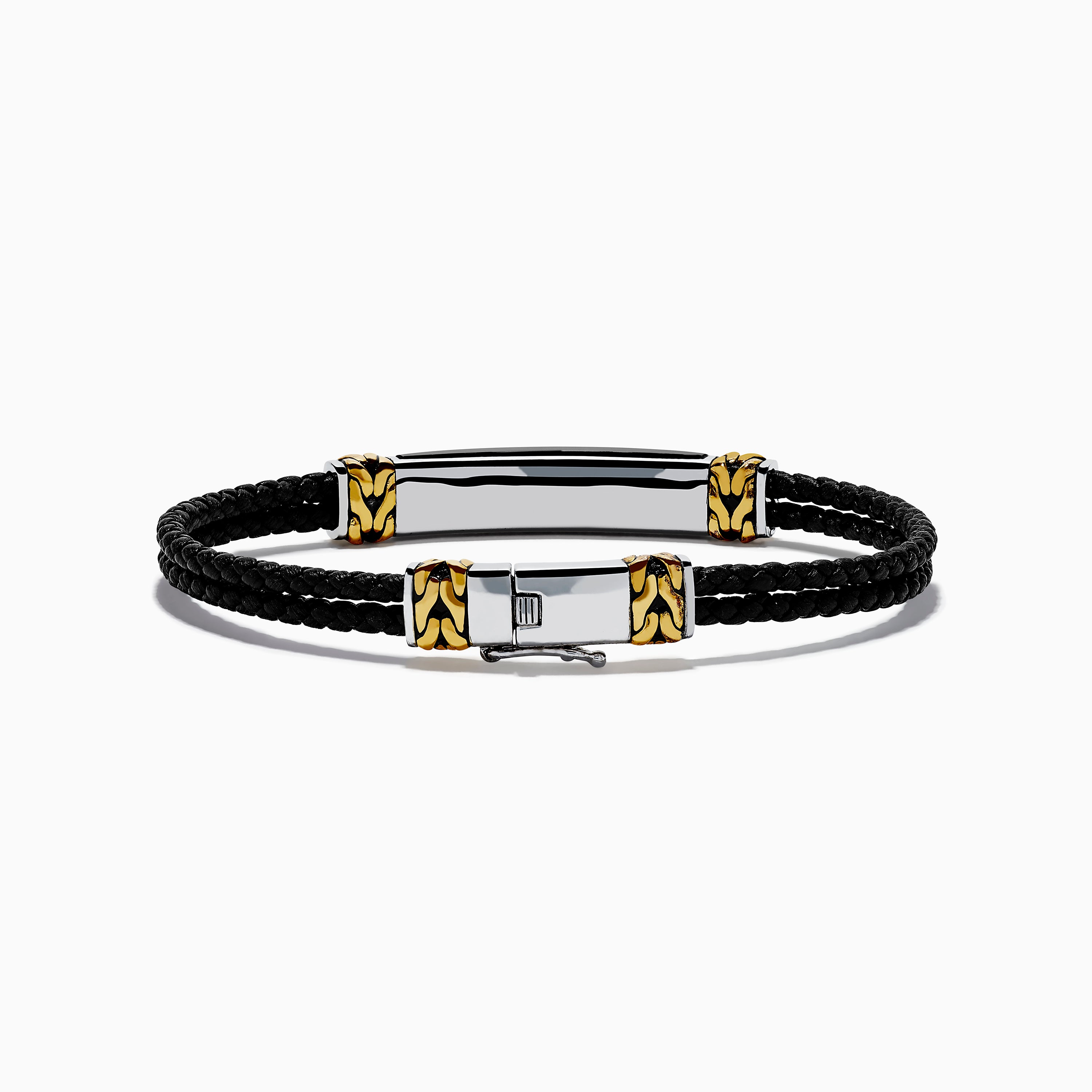Men's 925 Sterling Silver and Leather Onyx Bracelet – effyjewelry.com