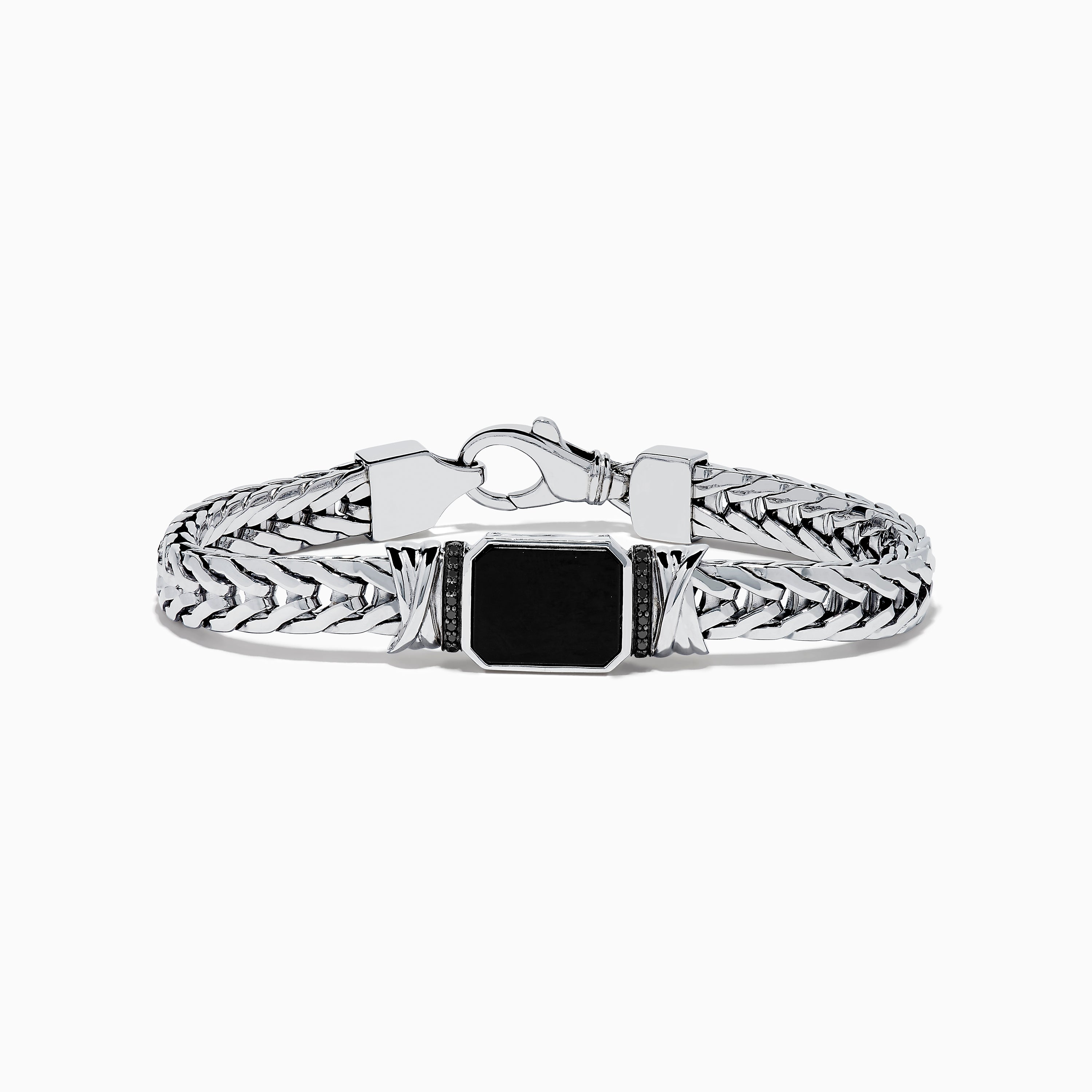 Effy 925 sterling silver Onyex  leather  8\