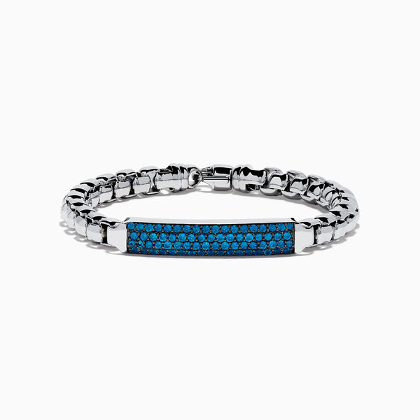 Men's 925 Sterling Silver London Blue Topaz Bracelet