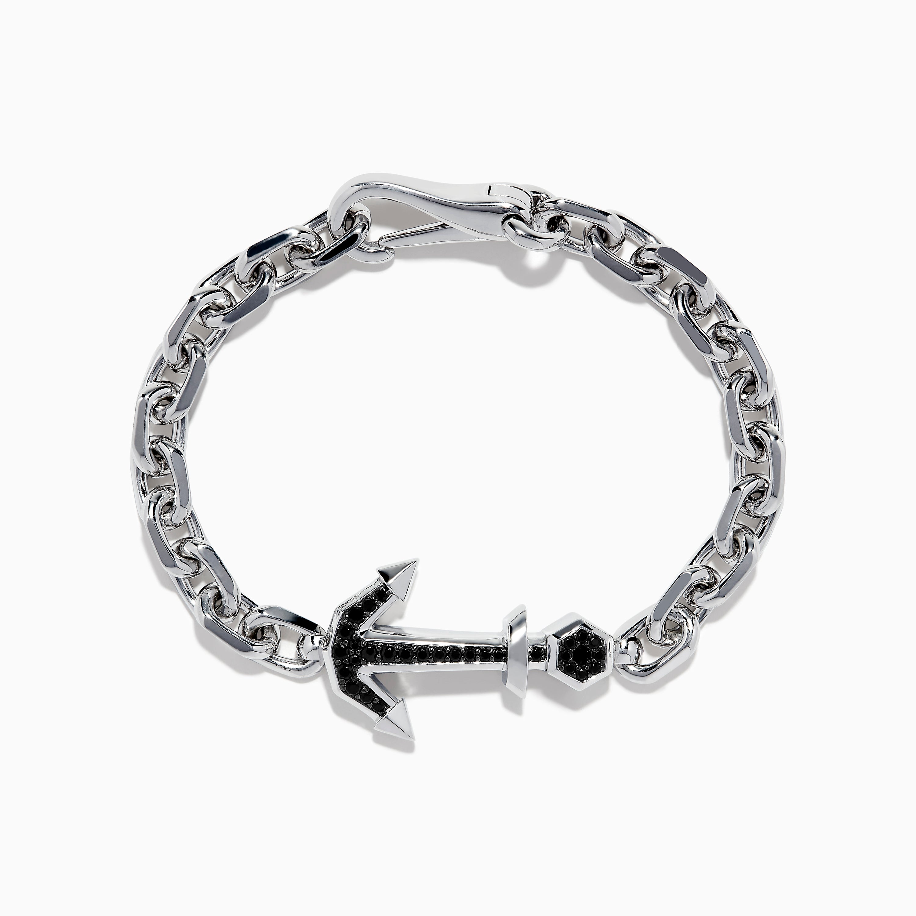Effy Men's Sterling Silver Black Spinel Anchor Bracelet