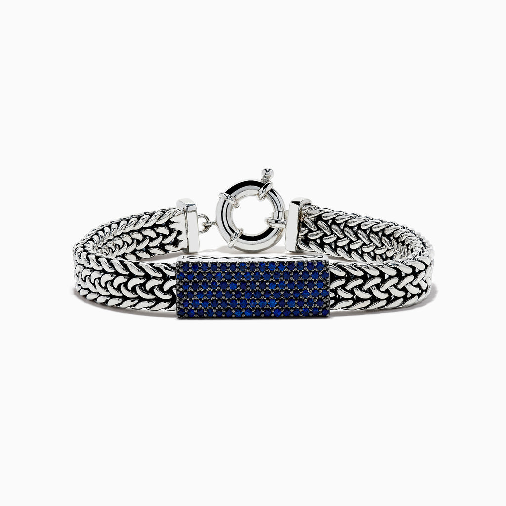 Effy Men's 925 Sterling Silver and Genuine Italian Leather Bracelet
