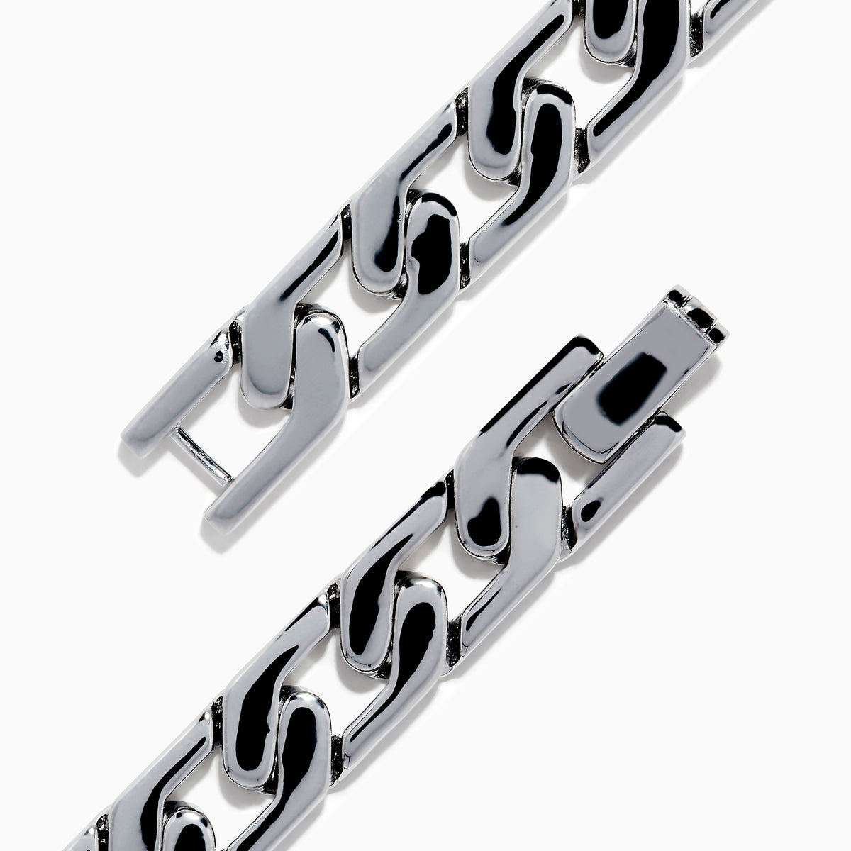 The 925 Sterling Silver Sapphire Bracelet features chain links and a rectangular centerpiece with small blue gemstones, evoking the look of sapphires, and is shown on a white background.