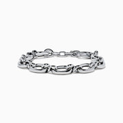 Sterling Silver Alternating Oval and Twisted Link Bracelet