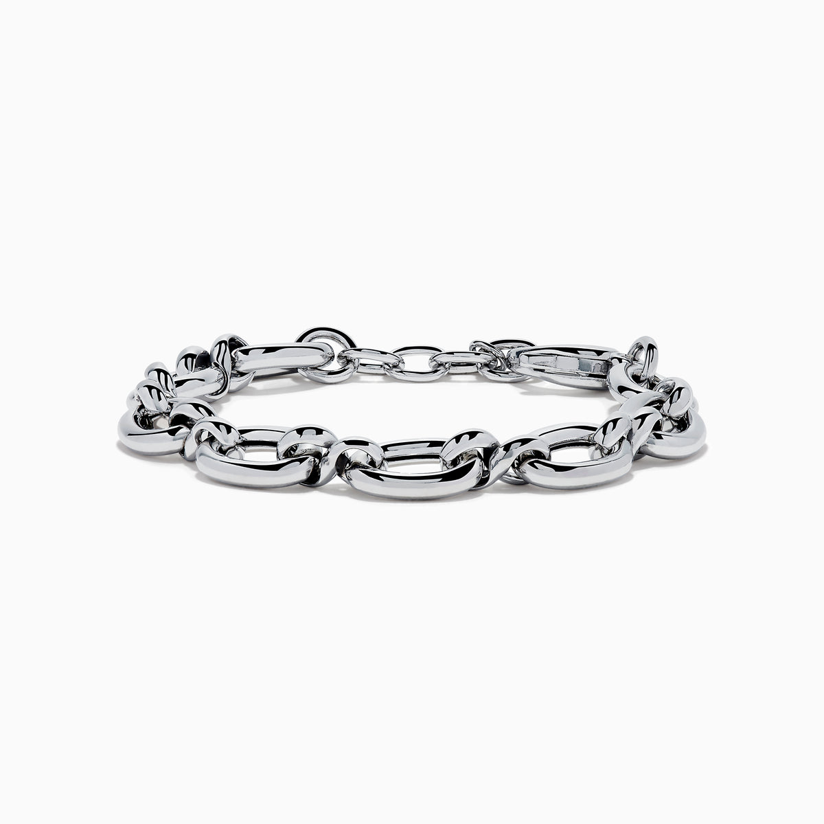 Sterling Silver Alternating Oval and Twisted Link Bracelet