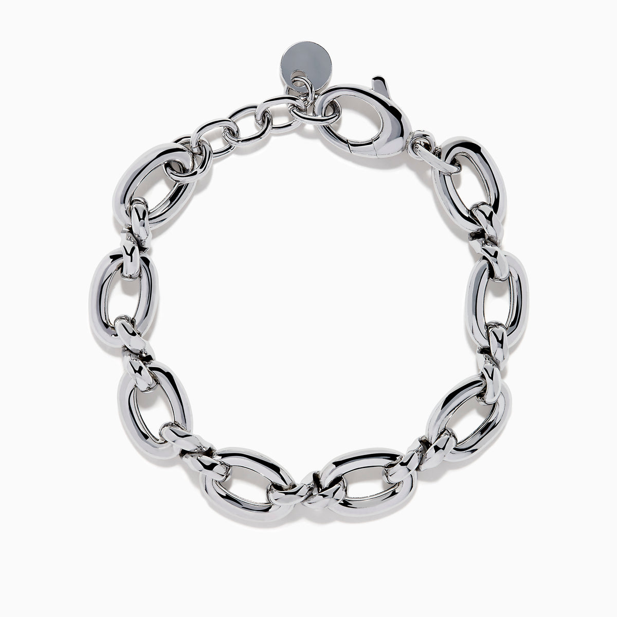 Sterling Silver Alternating Oval and Twisted Link Bracelet