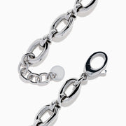 Sterling Silver Alternating Oval and Twisted Link Bracelet