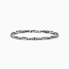The Mens 925 Sterling Silver Anchor Bracelet features interlocking rectangular and oval links, a polished shiny finish, and a secure clasp—displayed on a white background, its the perfect accessory for adding style to any look.