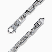 The Mens 925 Sterling Silver Anchor Bracelet features interlocking rectangular and oval links, a polished shiny finish, and a secure clasp—displayed on a white background, its the perfect accessory for adding style to any look.