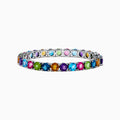 The 925 Sterling Silver Mix Stone Bracelet features round multicolored gemstones—blue, green, yellow, pink, orange, and purple—displayed on a white background.