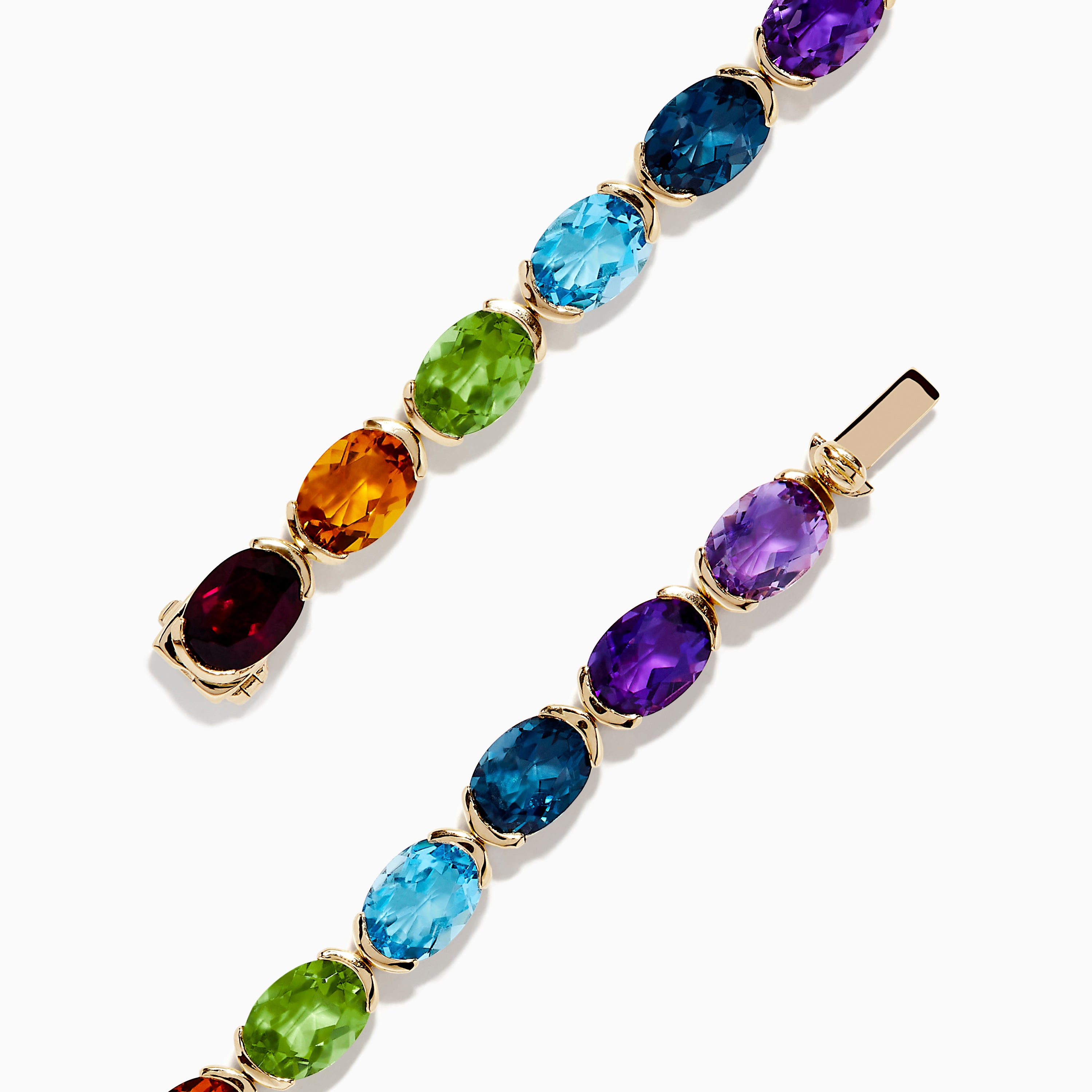 Oval Bezel Set Rainbow Gemstone Bracelet in 14K Yellow Gold – Roxx Fine  Jewelry