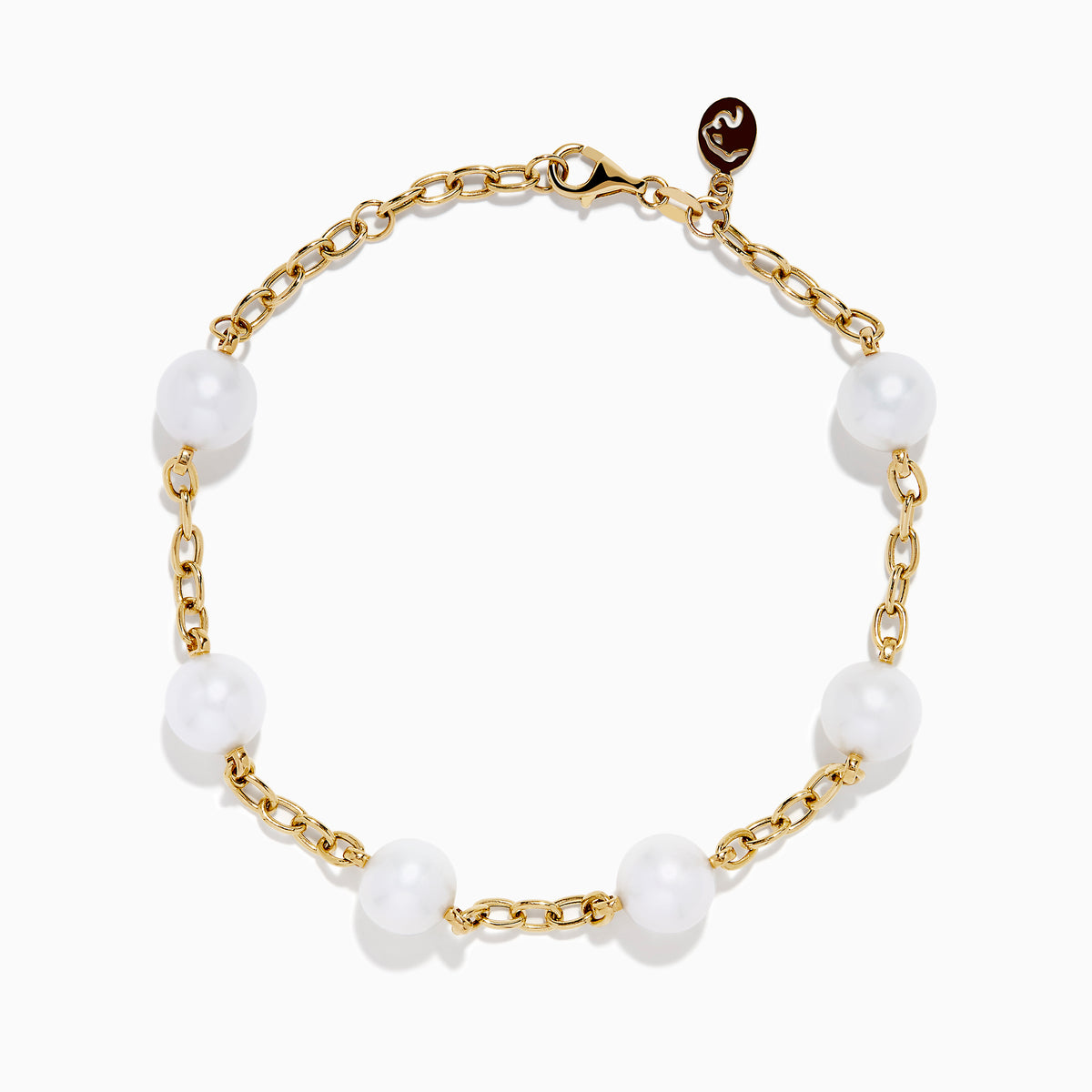The 14K Fresh Water Pearl Station Bracelet features evenly spaced round fresh water pearls set in 14K gold, shown on a plain white background.