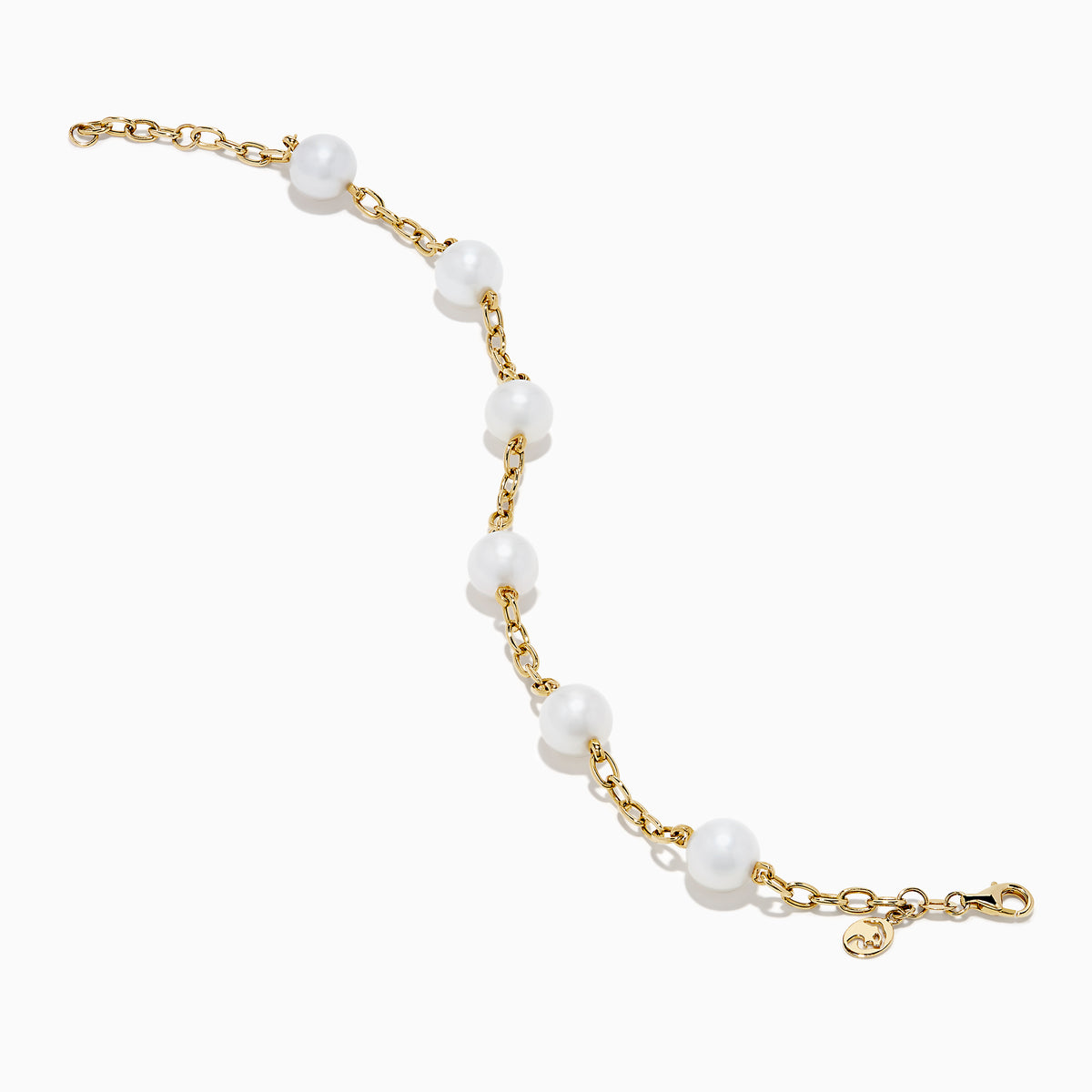 The 14K Fresh Water Pearl Station Bracelet features evenly spaced round fresh water pearls set in 14K gold, shown on a plain white background.