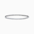 The Lab Grown Round Diamond 5.00ct Tennis Bracelet in 14K White Gold, featuring a single row of sparkling diamonds, is displayed against a plain white background.