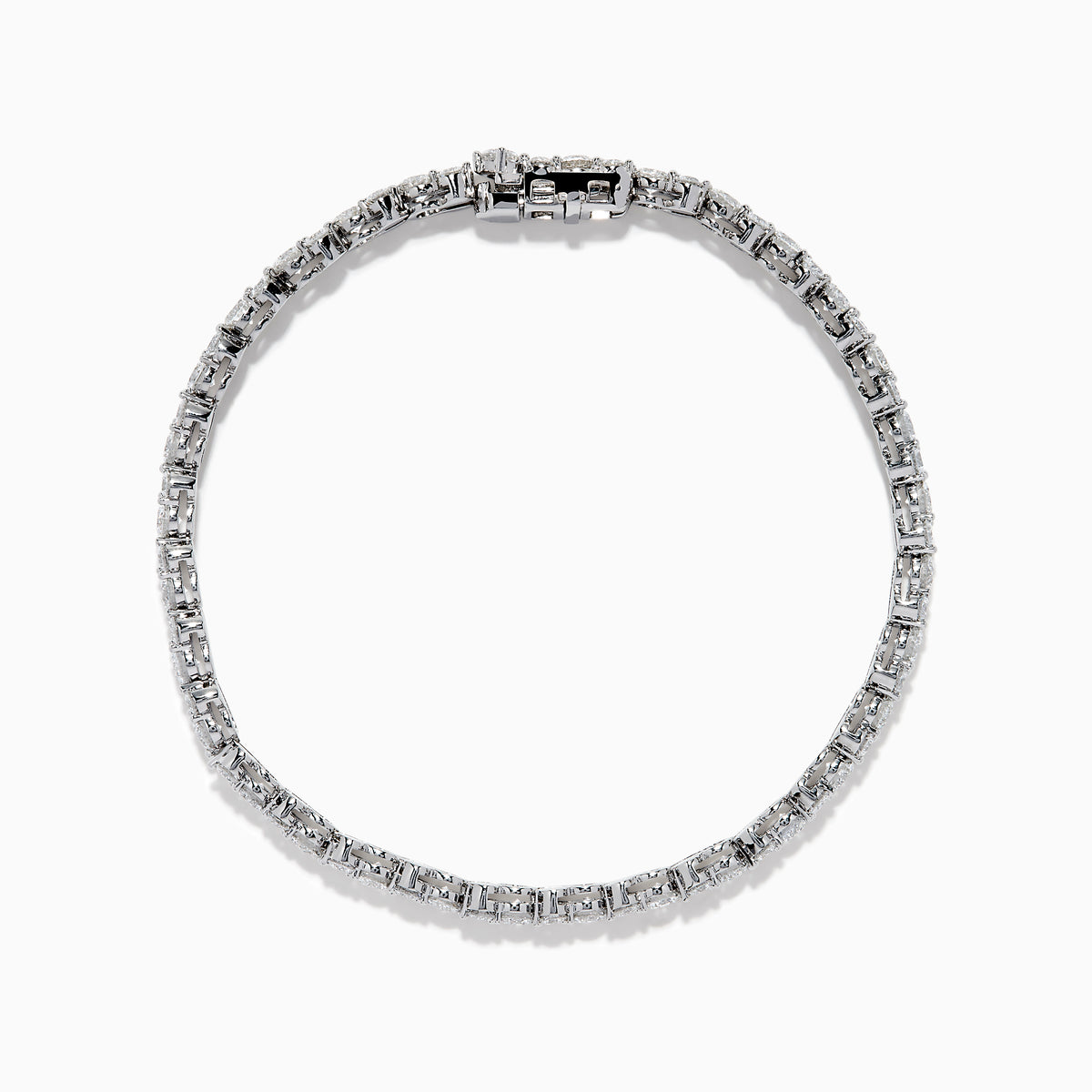 The Lab Grown Round Diamond 7.00ct Tennis Bracelet in 14K White Gold showcases a single row of prong-set, sparkling lab grown diamonds against a white background.