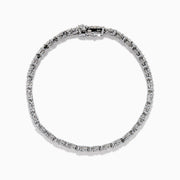 The Lab Grown Round Diamond 7.00ct Tennis Bracelet in 14K White Gold showcases a single row of prong-set, sparkling lab grown diamonds against a white background.
