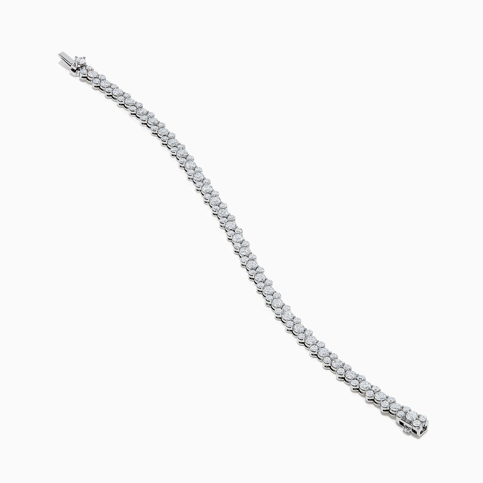 The Lab Grown Round Diamond 7.00ct Tennis Bracelet in 14K White Gold showcases a single row of prong-set, sparkling lab grown diamonds against a white background.