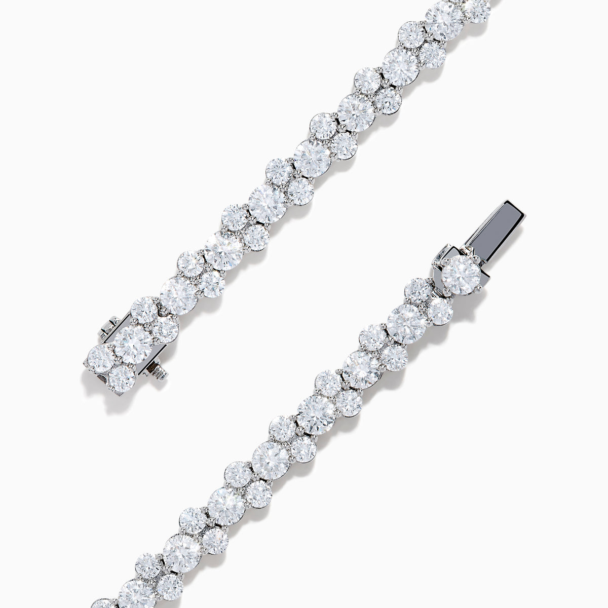 The Lab Grown Round Diamond 7.00ct Tennis Bracelet in 14K White Gold showcases a single row of prong-set, sparkling lab grown diamonds against a white background.