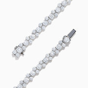 The Lab Grown Round Diamond 7.00ct Tennis Bracelet in 14K White Gold showcases a single row of prong-set, sparkling lab grown diamonds against a white background.