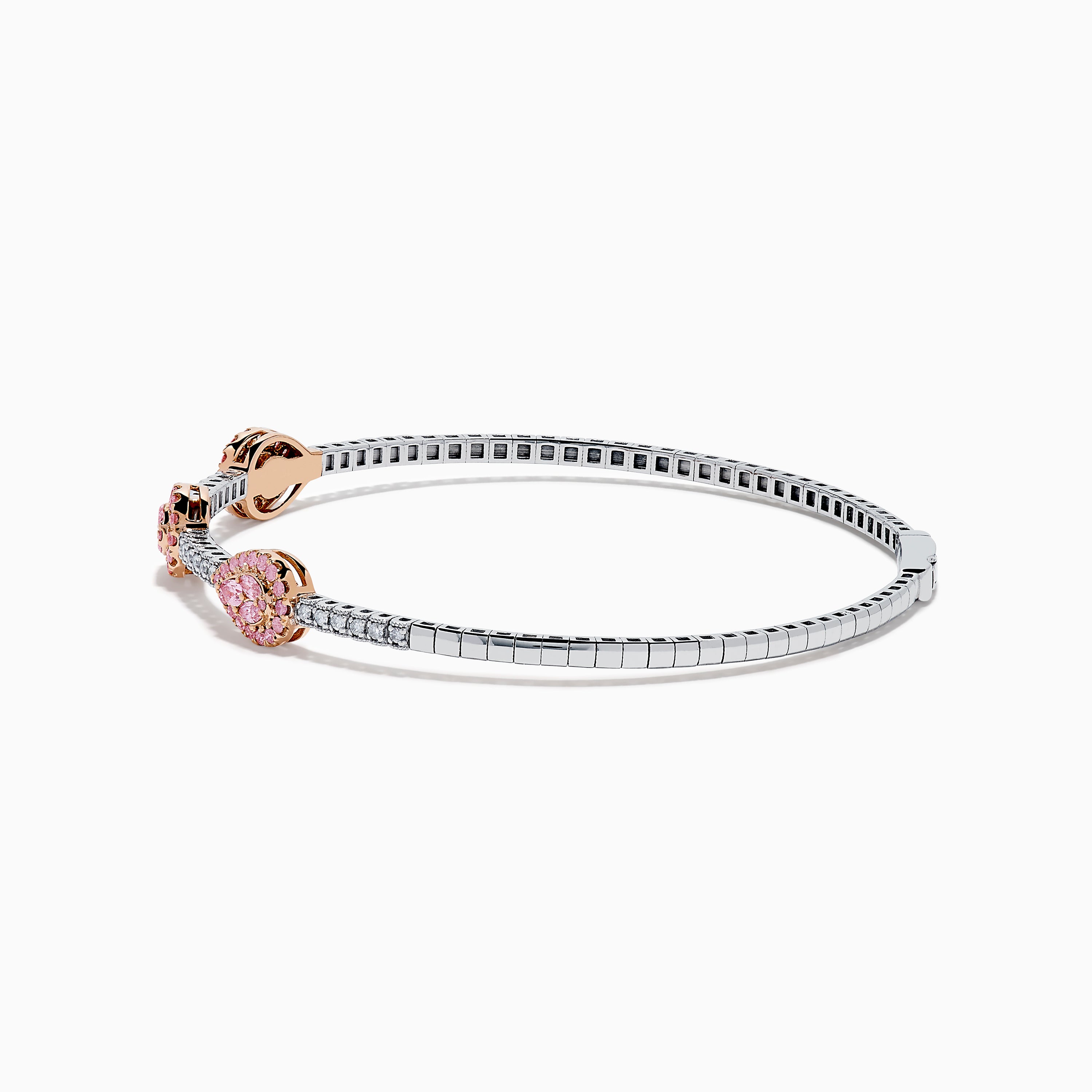 Platinum and 14K Rose Gold Pink and White Diamond Flexible Bangle