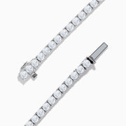 The 14K White Gold 7.00 Carat Lab Grown Diamond Tennis Bracelet features a continuous row of sparkling round-cut lab-grown diamonds, beautifully showcased against a plain white background.