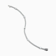 The Lab Grown Diamond Tennis Bracelet in 14K White Gold features a row of round and marquise-cut stones set in a continuous line, creating an elegant and timeless look.