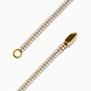 The Lab Grown Round Diamond 3.50ct Double Lined Tennis Bracelet in 14K Yellow Gold features two rows of closely set lab grown diamonds, shown on a white background.