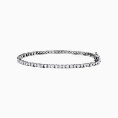 The Lab Grown Diamond 2.95ct Tennis Bracelet in 14K White Gold features a continuous row of sparkling lab grown diamonds, elegantly set against a plain white background.