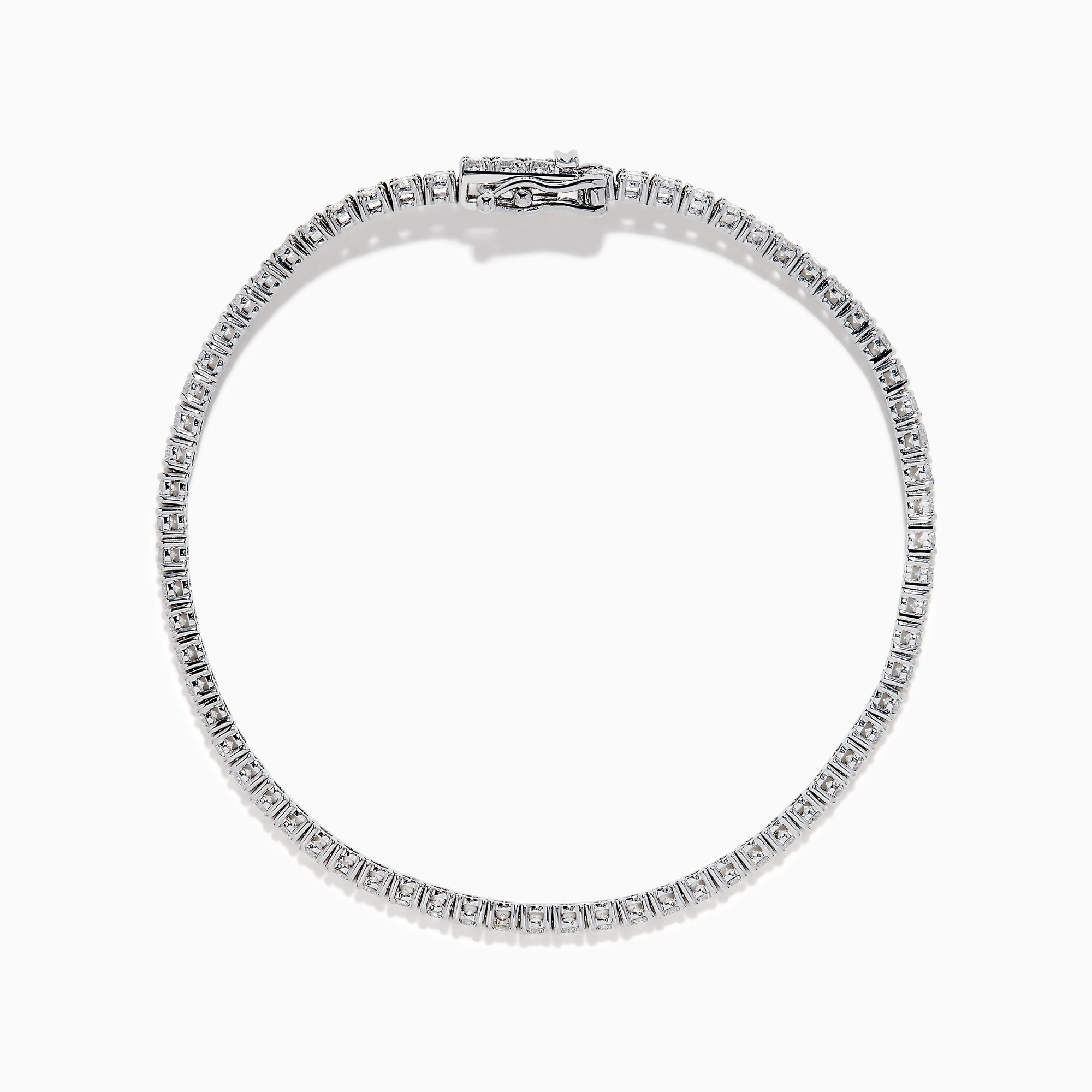 The Lab Grown Diamond 2.95ct Tennis Bracelet in 14K White Gold features a continuous row of sparkling lab grown diamonds, elegantly set against a plain white background.