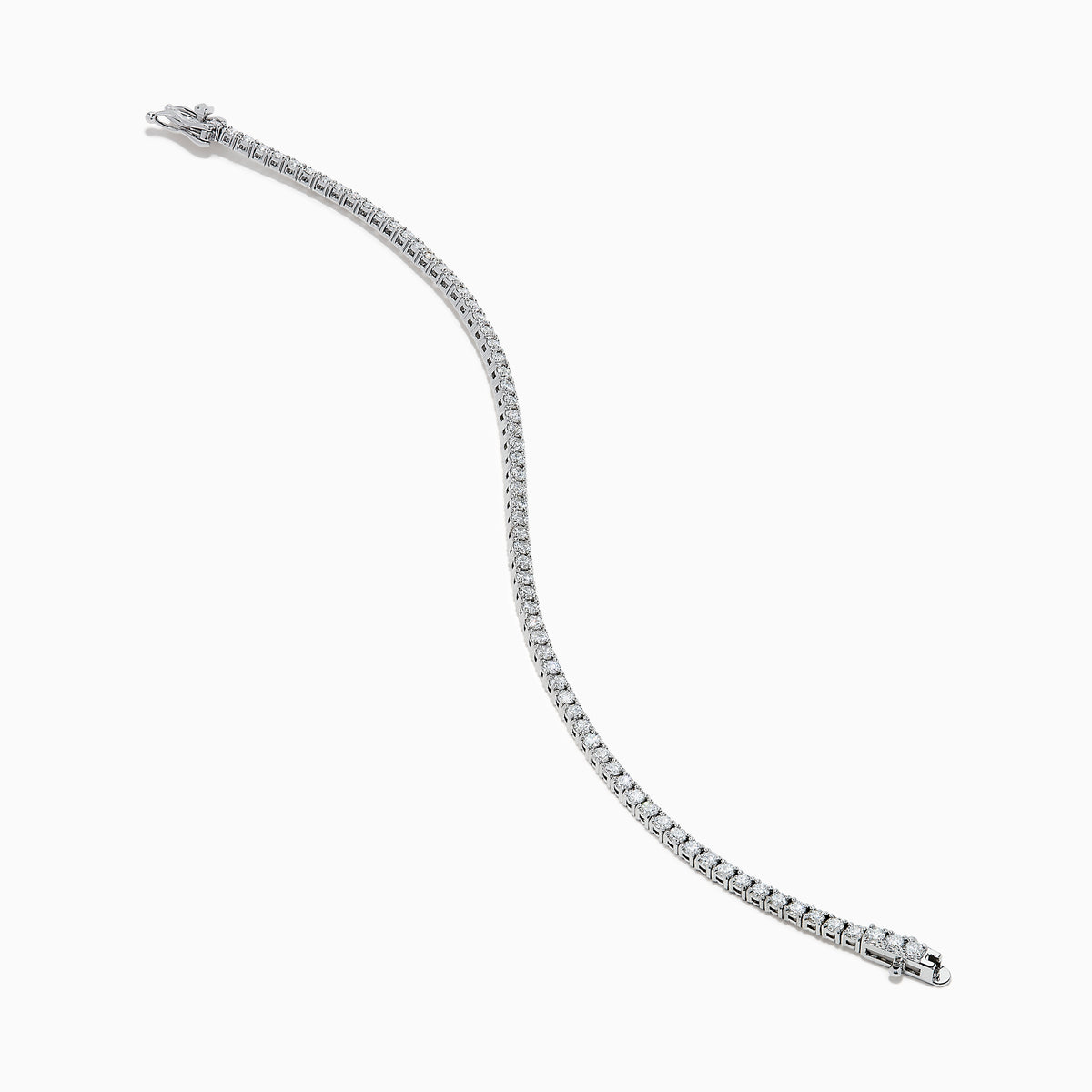 The Lab Grown Diamond 2.95ct Tennis Bracelet in 14K White Gold features a continuous row of sparkling lab grown diamonds, elegantly set against a plain white background.