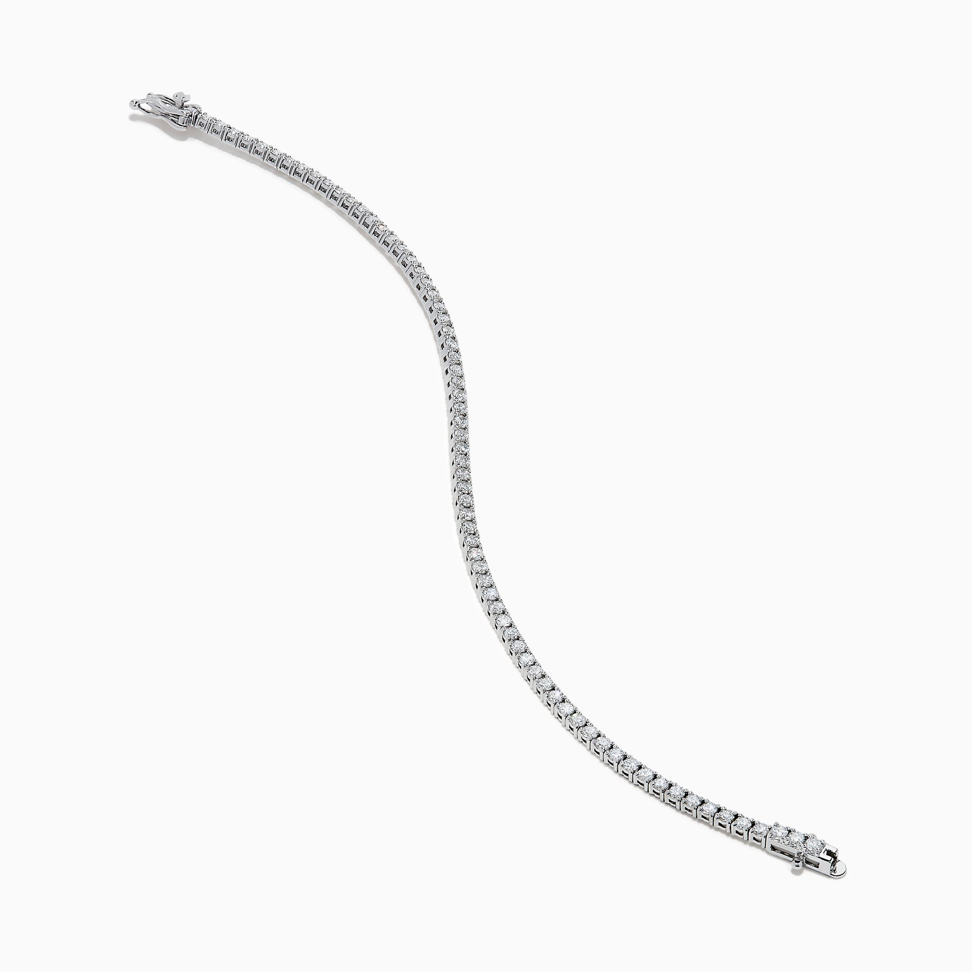 The Lab Grown Diamond 2.95ct Tennis Bracelet in 14K White Gold features a continuous row of sparkling lab grown diamonds, elegantly set against a plain white background.