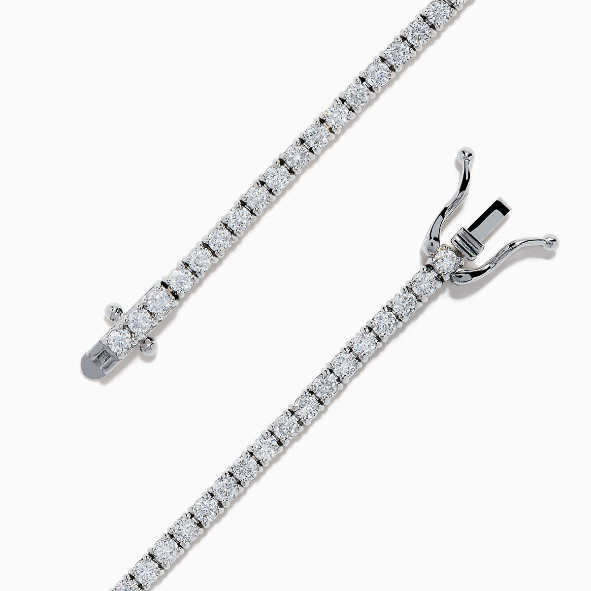 The Lab Grown Diamond 2.95ct Tennis Bracelet in 14K White Gold features a continuous row of sparkling lab grown diamonds, elegantly set against a plain white background.
