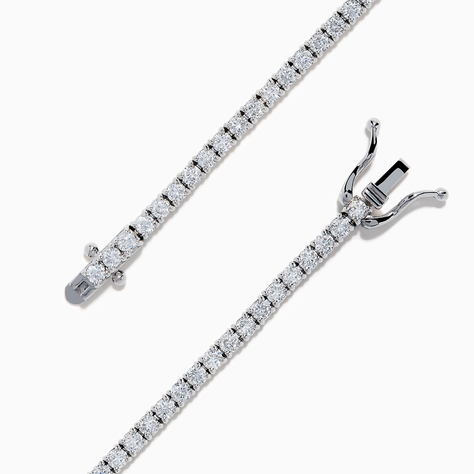The Lab Grown Diamond 2.95ct Tennis Bracelet in 14K White Gold features a continuous row of sparkling lab grown diamonds, elegantly set against a plain white background.