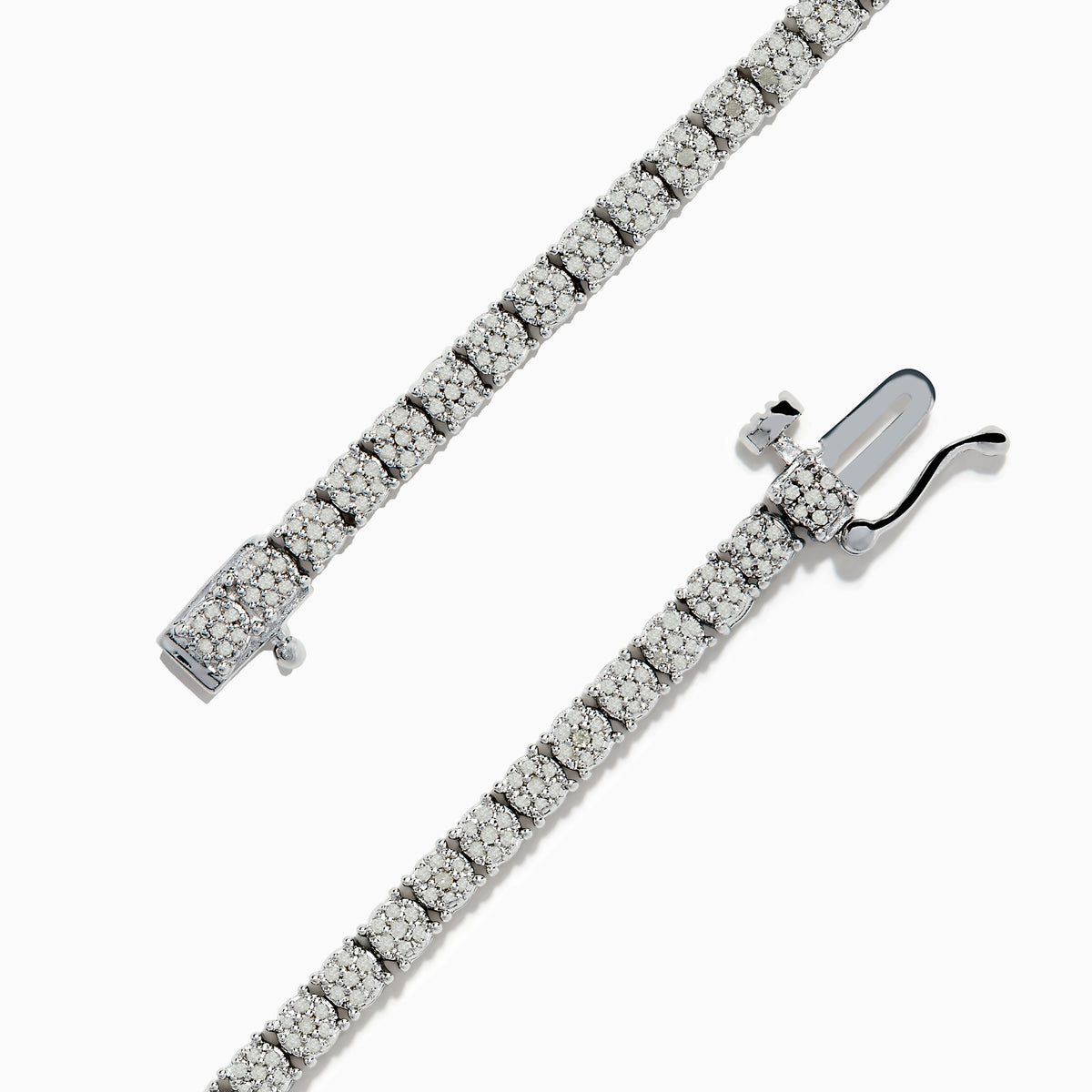 The 925 Sterling Silver Diamond Tennis Bracelet features a continuous row of round, sparkling diamonds set in sterling silver, displayed on a white background.