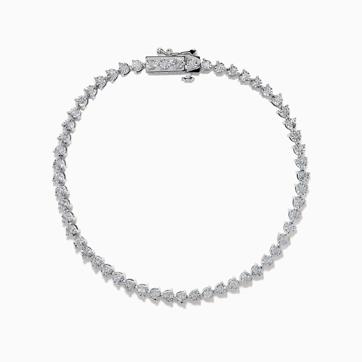 The 14K White Gold Diamond Miracle Setting Tennis Bracelet features a continuous line of round-cut diamonds set in white gold, displayed against a plain white background.