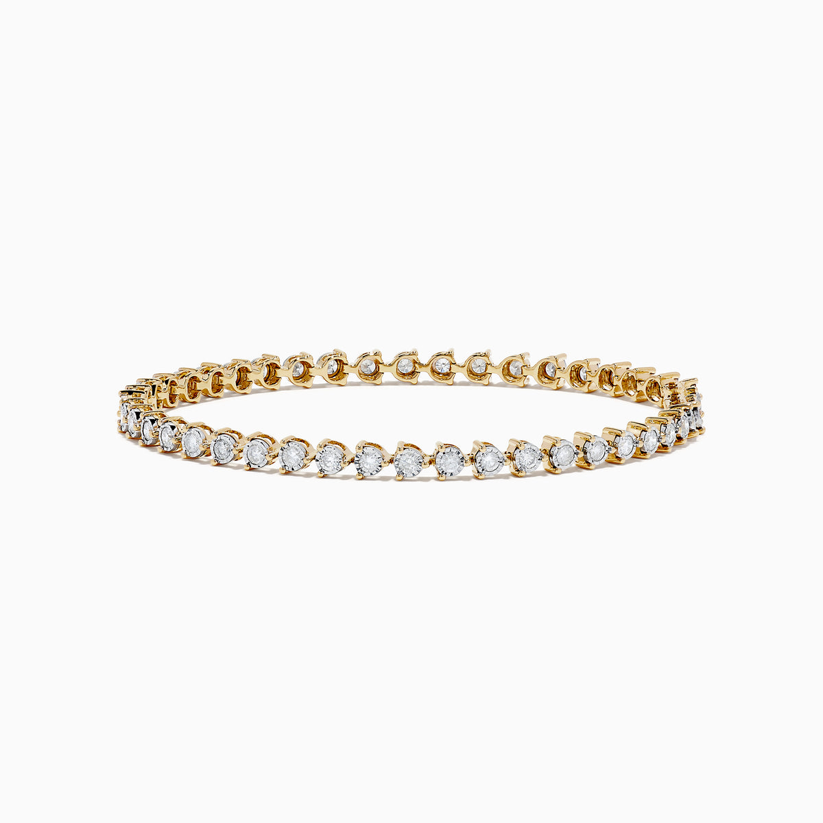 The Pave Classica 14K Two-Tone Gold Diamond Tennis Bracelet 1.95 TCW features evenly spaced round diamonds, showcased on a plain white background.