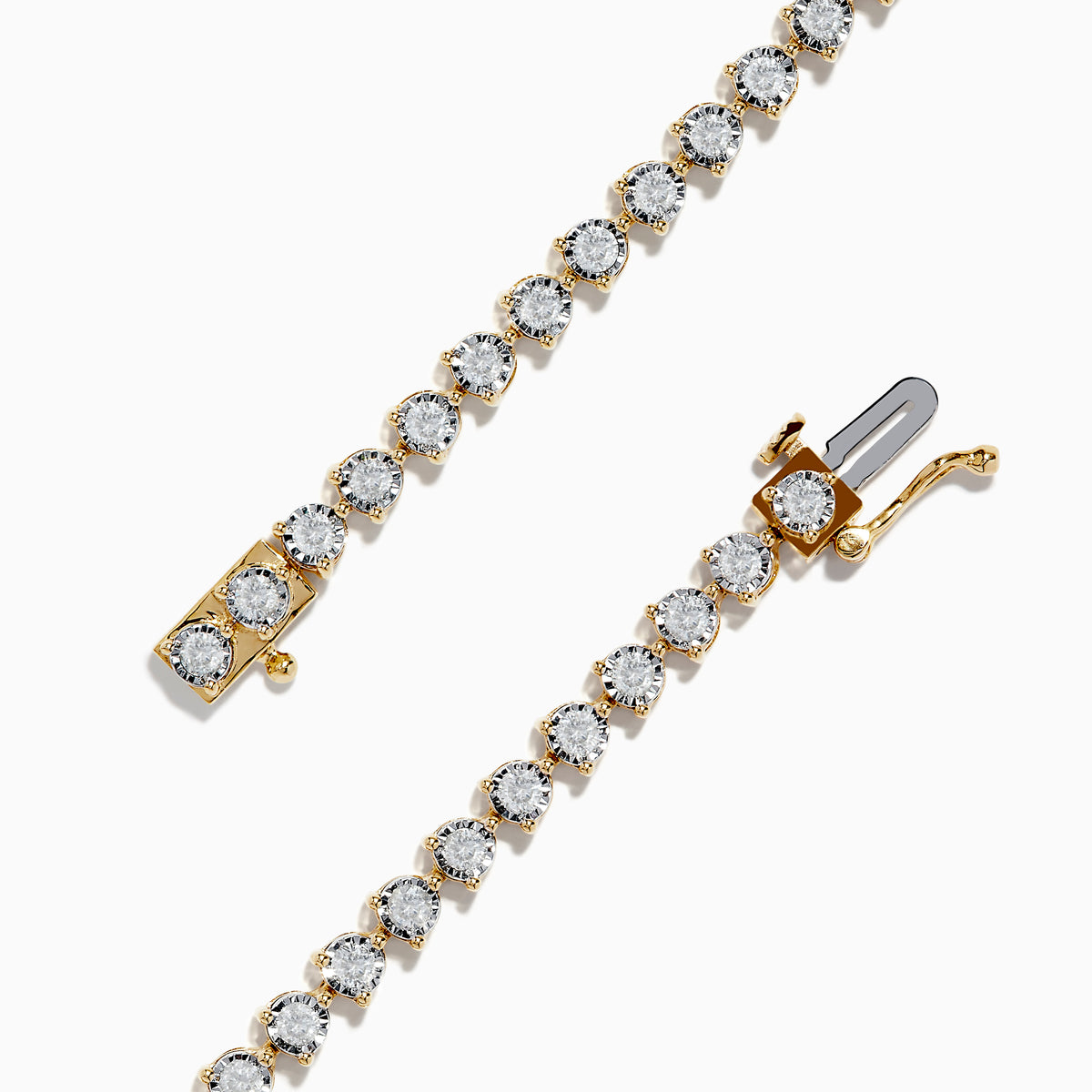 The Pave Classica 14K Two-Tone Gold Diamond Tennis Bracelet 1.95 TCW features evenly spaced round diamonds, showcased on a plain white background.