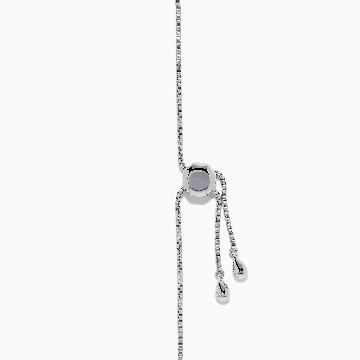 The 14K White Gold Pave Diamond Bolo Bracelet features a row of sparkling diamonds and a sliding clasp, elegantly displayed on a white background.