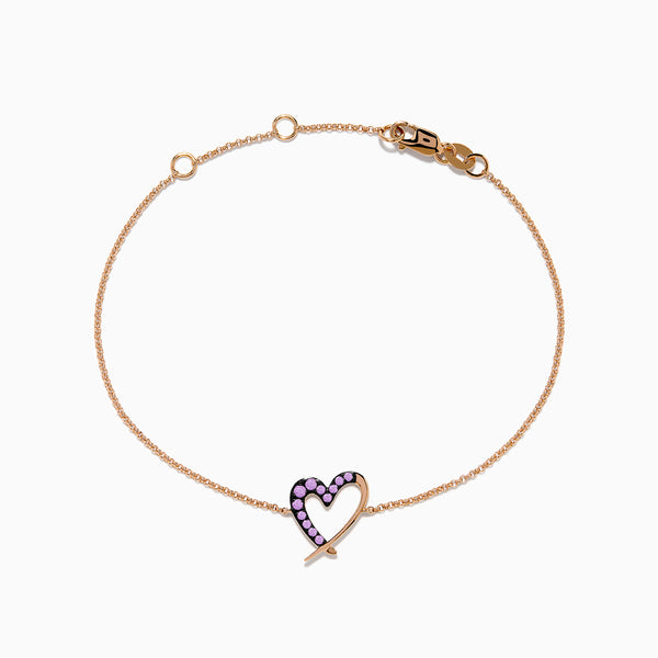 14K Rose Gold Multi Sapphire Heart Bracelet – effyjewelry.com