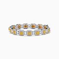 The Canare 18K Two Tone Gold White & Yellow Diamond Gold Bracelet showcases square links with clusters of white and yellow diamonds, offering a geometric and elegant design.