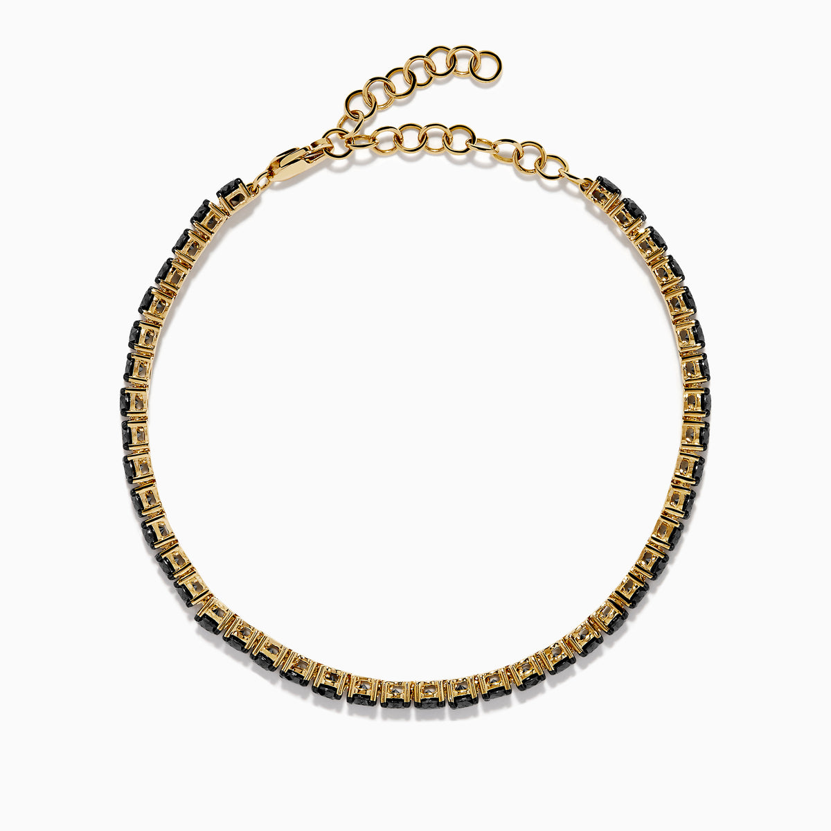 14K Yellow Gold Black Diamond Tennis Bracelet