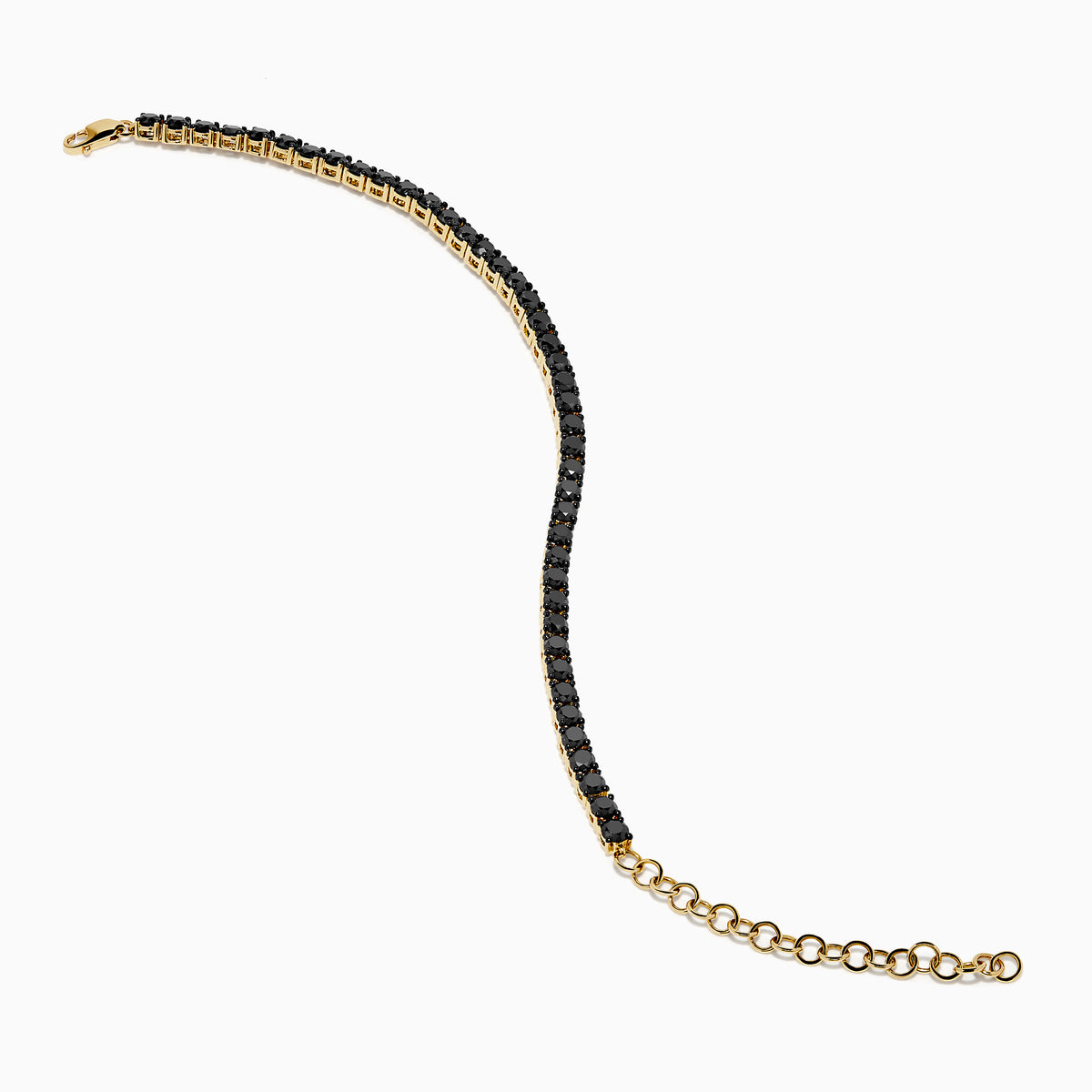 14K Yellow Gold Black Diamond Tennis Bracelet