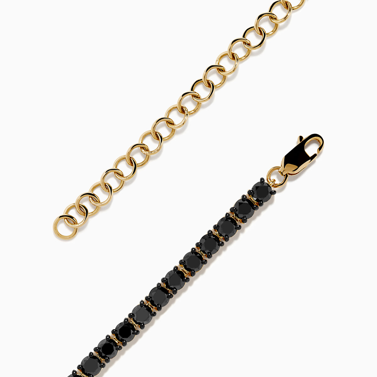 14K Yellow Gold Black Diamond Tennis Bracelet